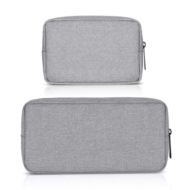 ERCRYSTO Universal Electronics/Accessories Soft Carrying Case Bag, Durable & Light-weight,Suitable for Out-going, Business, Travel and Cosmetics Kit (Small+Big-Gray) - Image 1